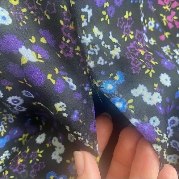 Mac Duggal One Shoulder Floral Cut Out Black Blue Gown 12 - Picture 15 of 16